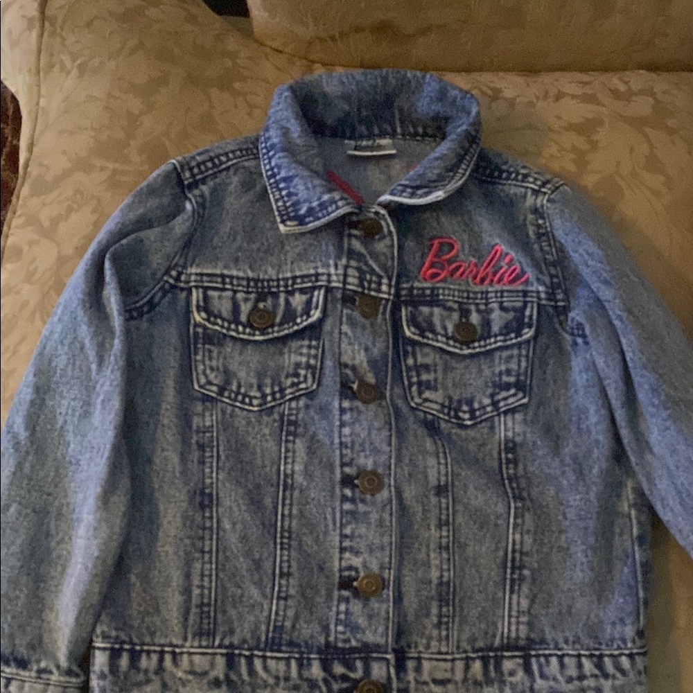 Denim Jacket with Pink Embroidery
